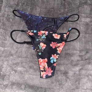 NWOT Floral and Starry Thong Panties Set